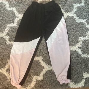 High waisted sweat pants.